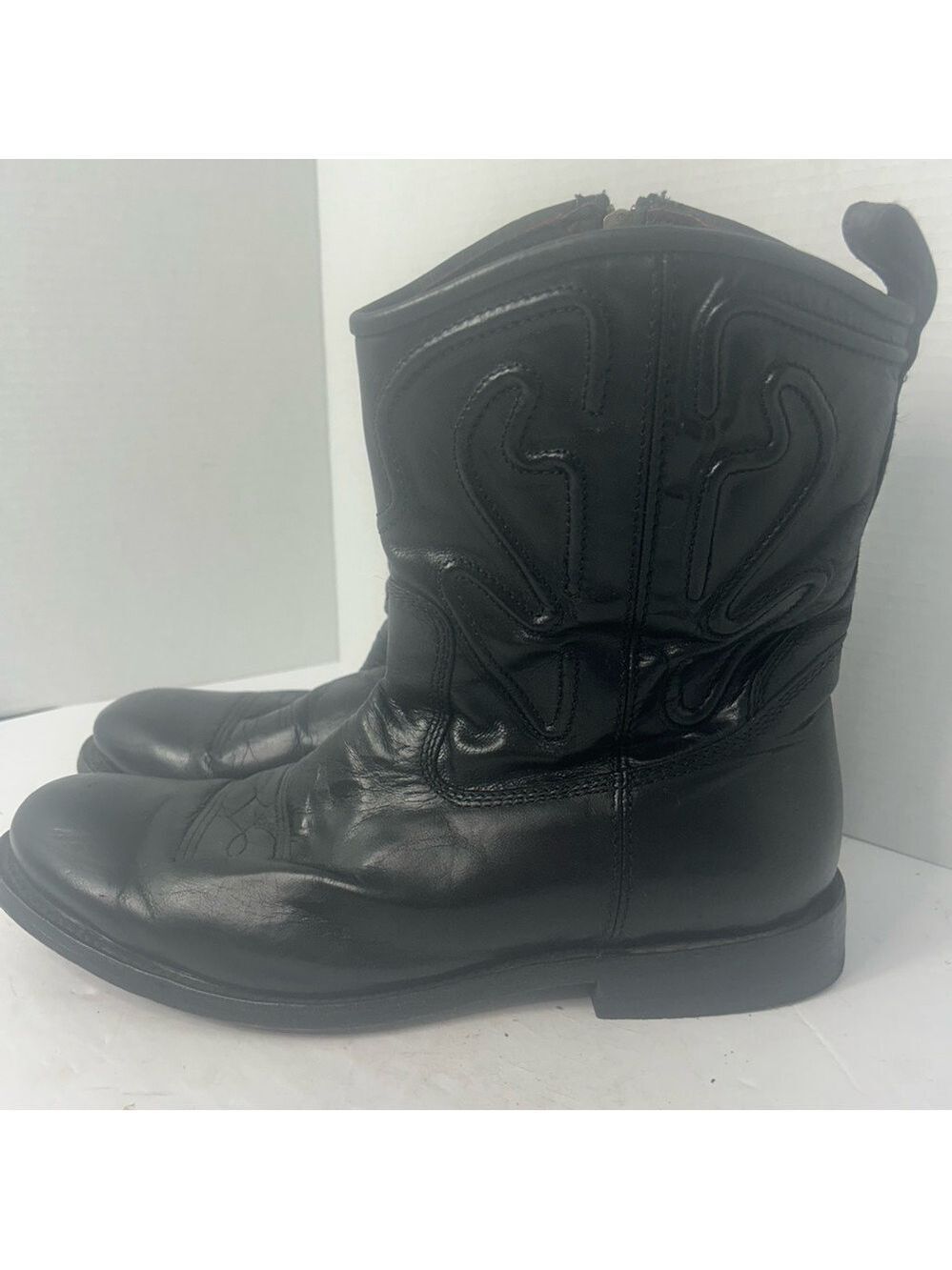 Vintage Corral Men's Black Leather Western Rodeo Stitched Country Boots 11D